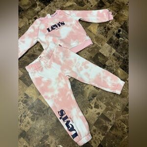 Levi's Kids Pink and White Tie-Dye Joggers 24 months